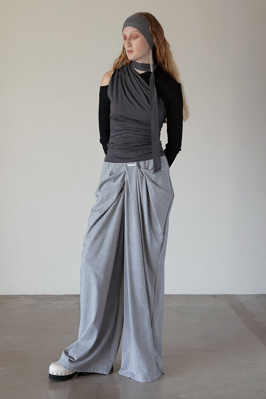 Drape Front Jersey Pants
