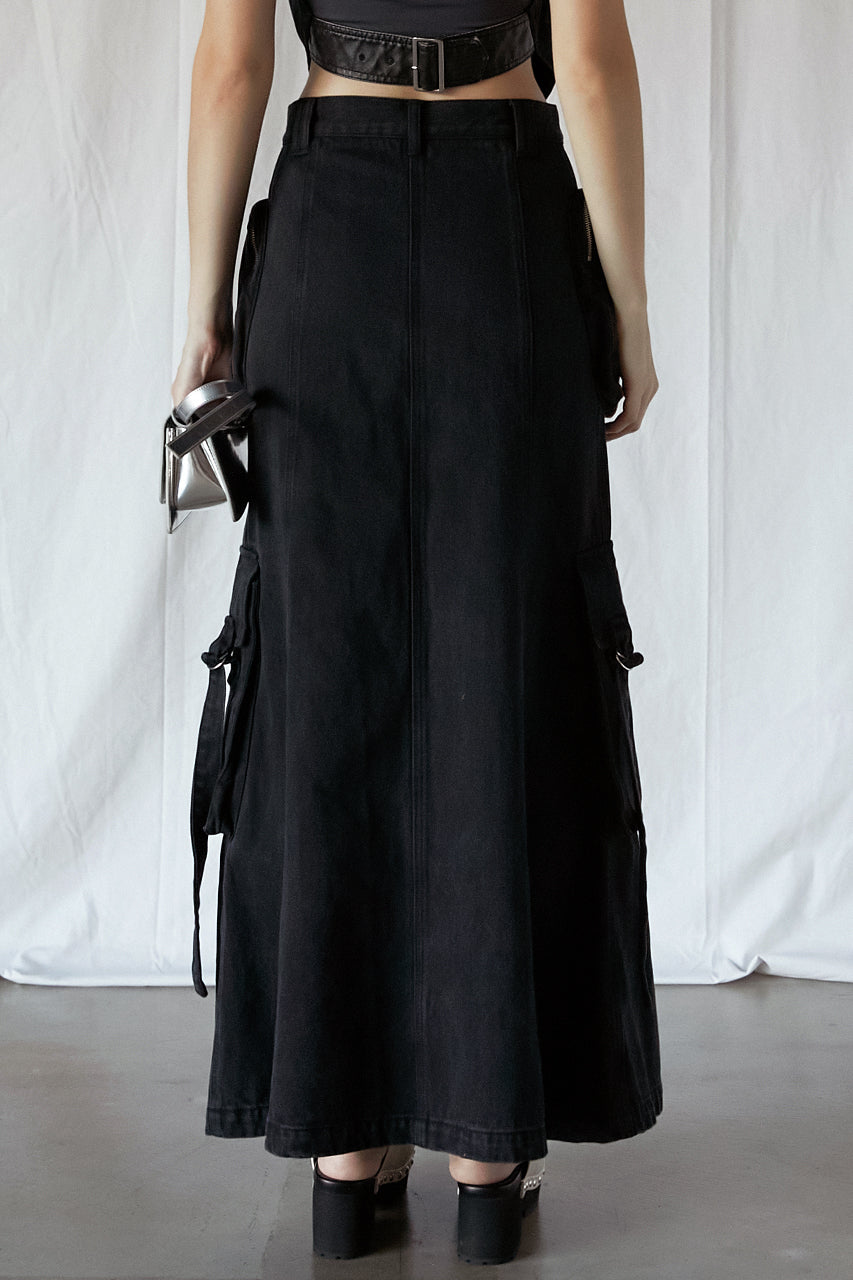 Pocket Denim Semi Flare Skirt - SALE