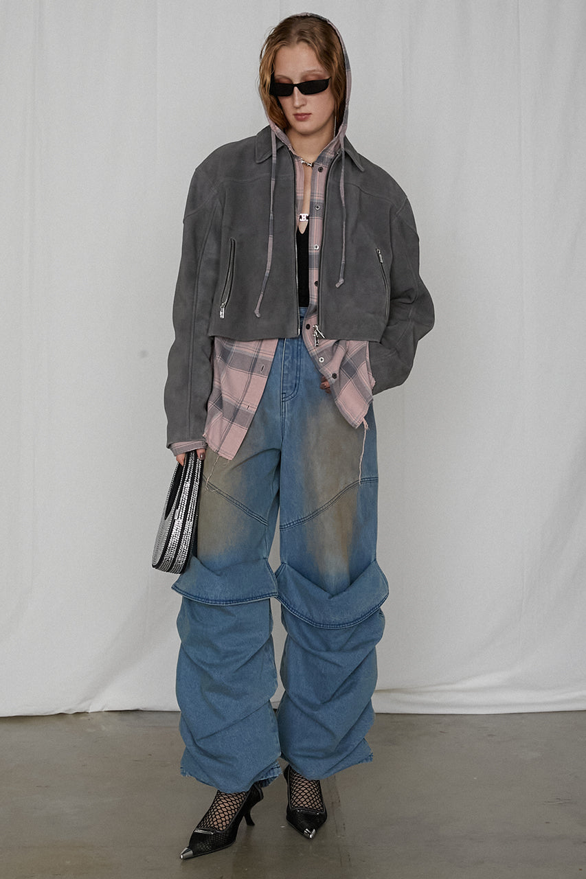 Suede Cropped Moto Jacket