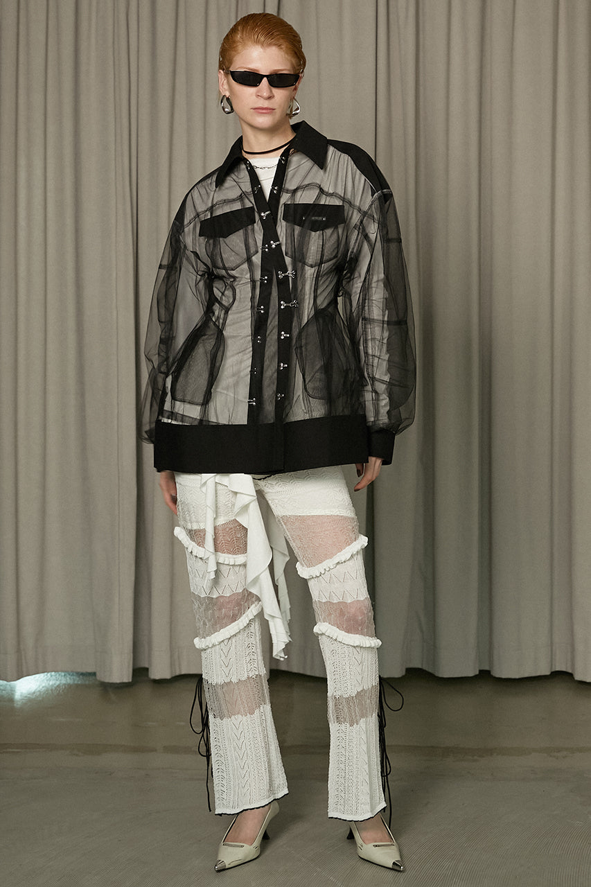 Cocoon Sleeve Tulle Blouson