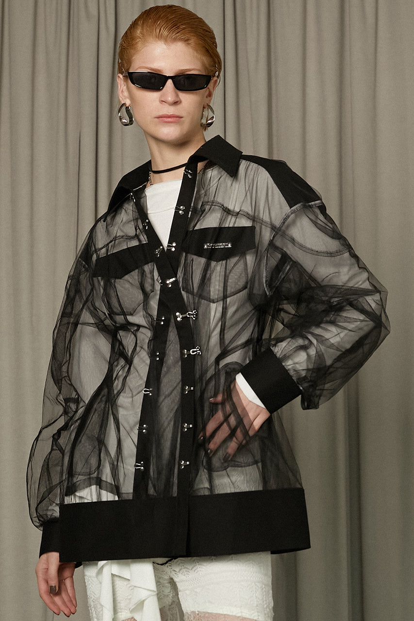 Cocoon Sleeve Tulle Blouson