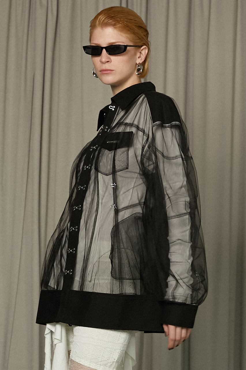 Cocoon Sleeve Tulle Blouson