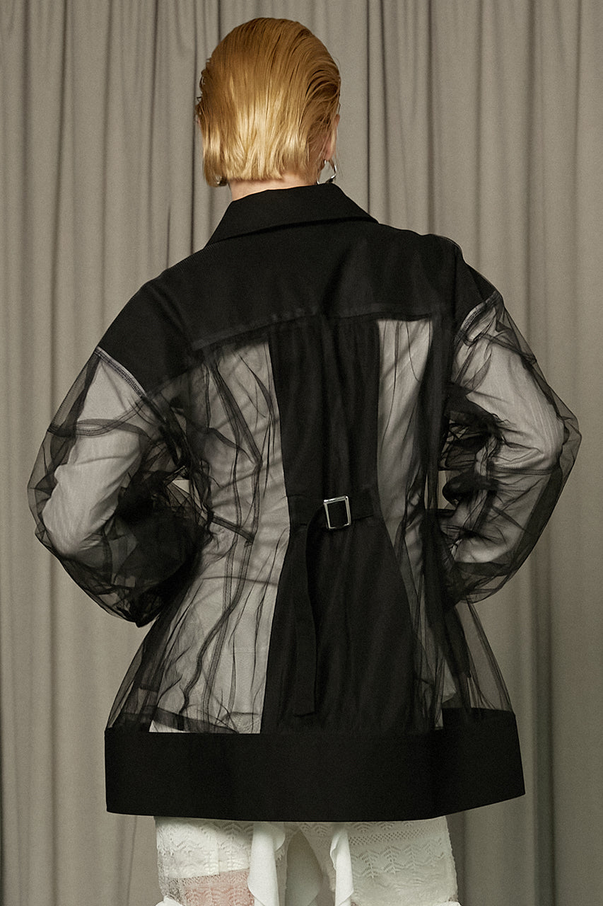 Cocoon Sleeve Tulle Blouson