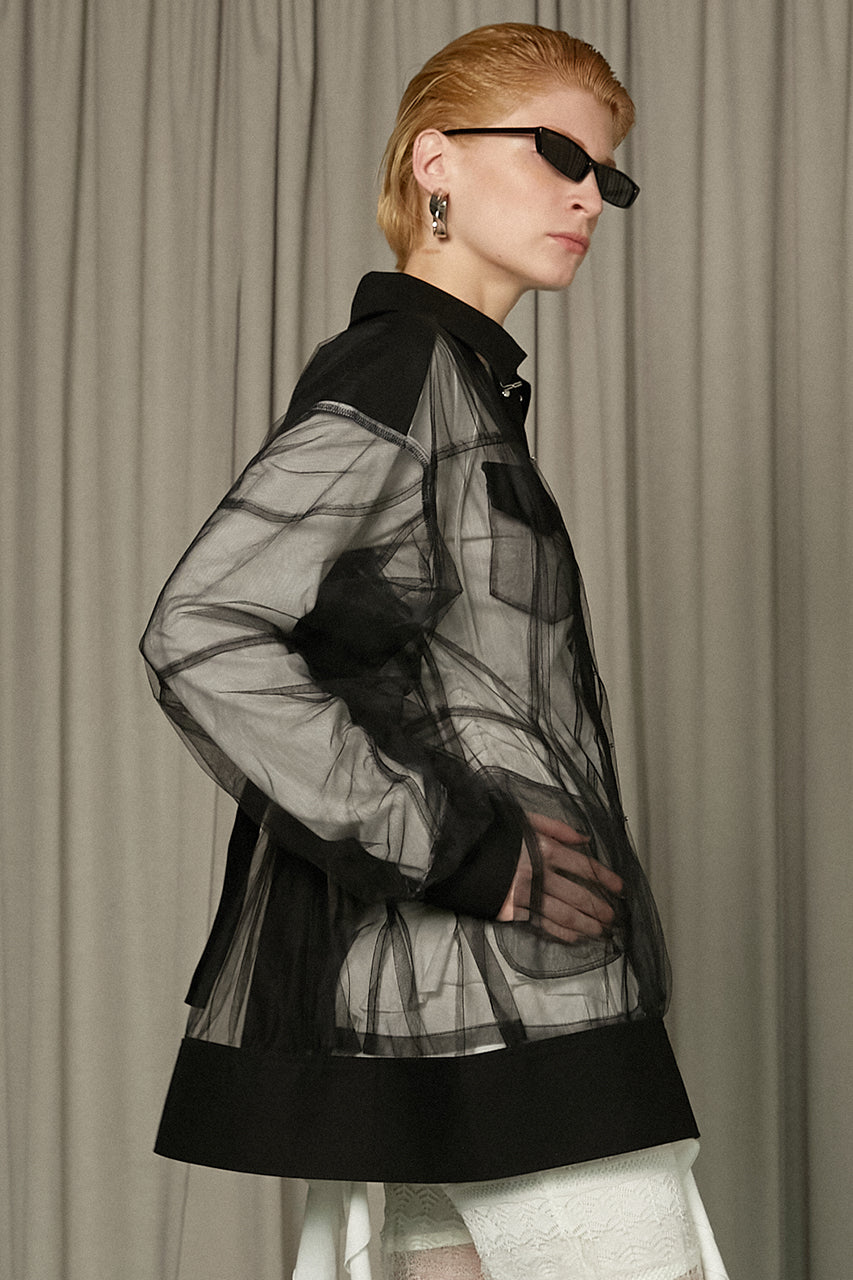 Cocoon Sleeve Tulle Blouson