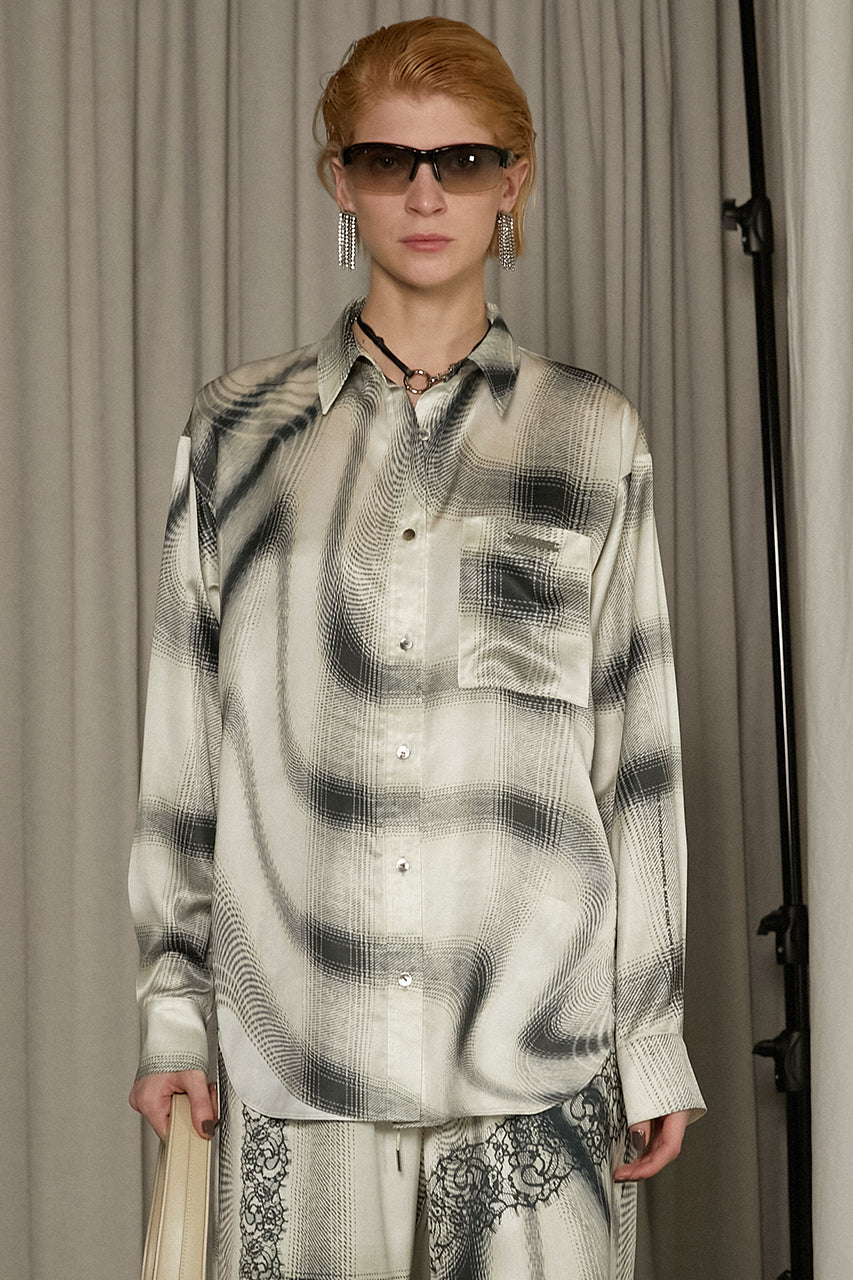 Ombre Check Lace Print Shirt - SALE