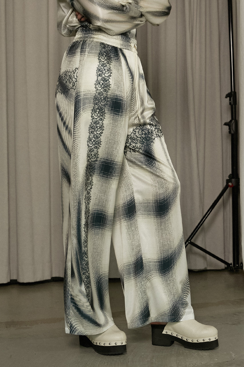 Ombre Check Lace Print Pants