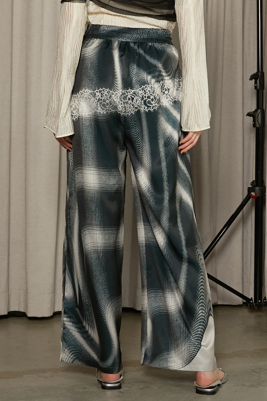 Ombre Check Lace Print Pants