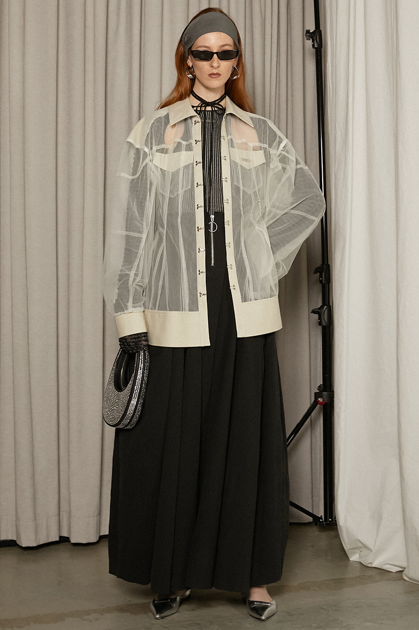 Cocoon Sleeve Tulle Blouson