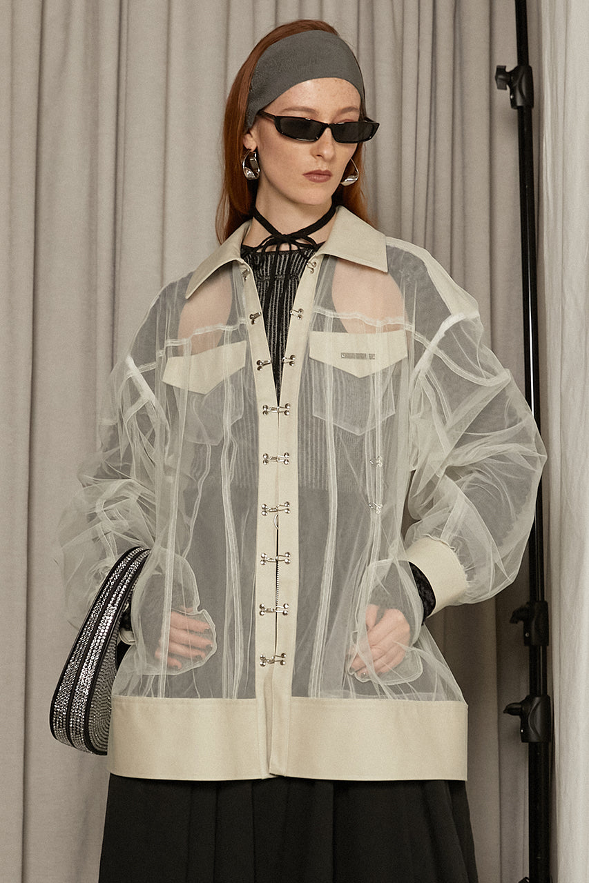Cocoon Sleeve Tulle Blouson