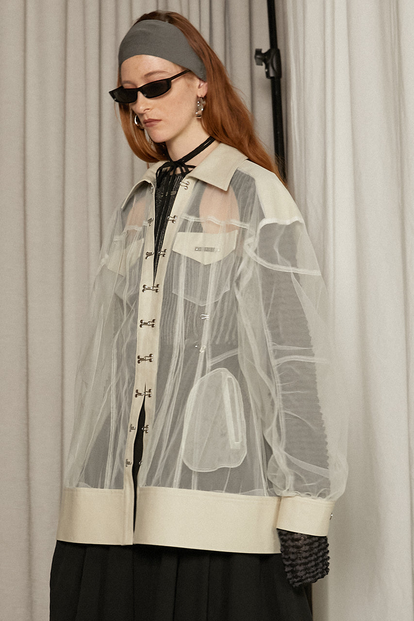 Cocoon Sleeve Tulle Blouson