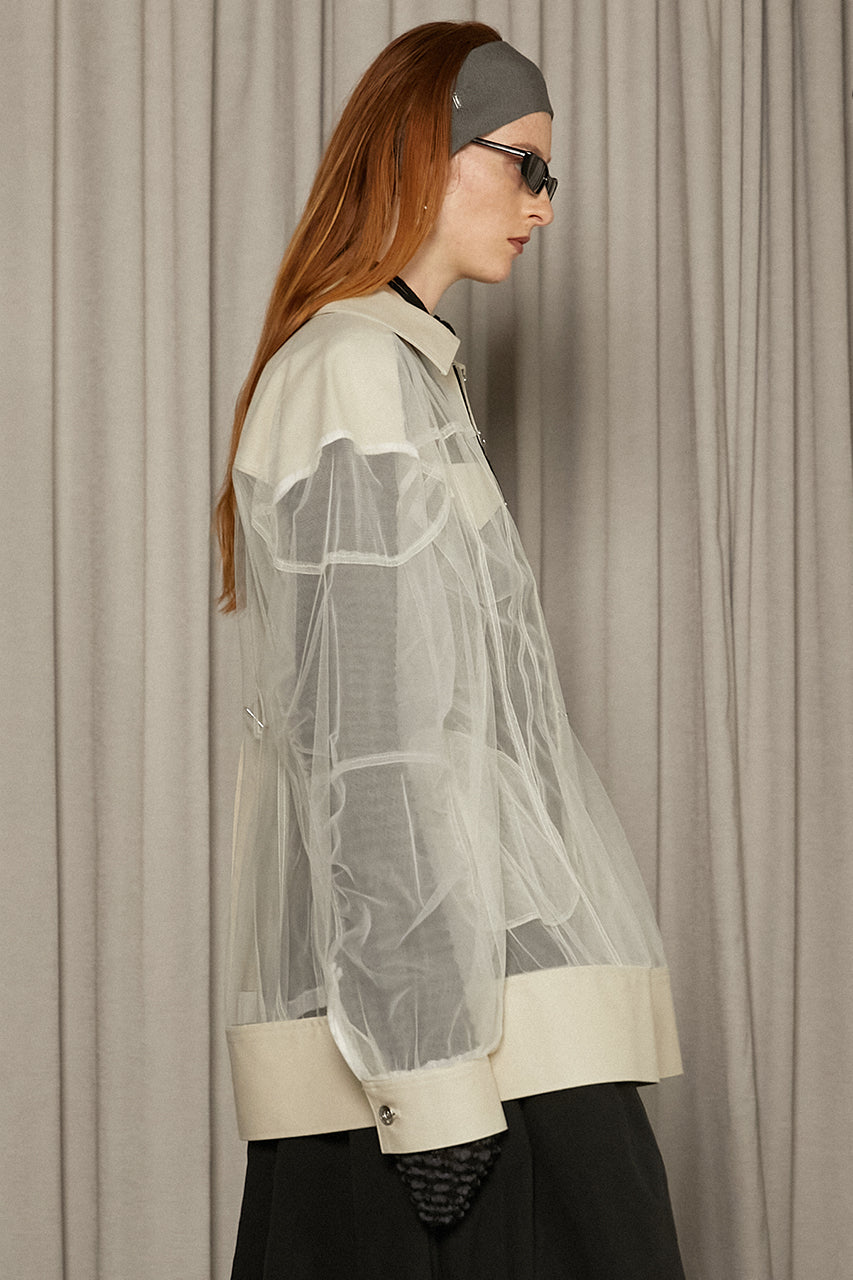 Cocoon Sleeve Tulle Blouson