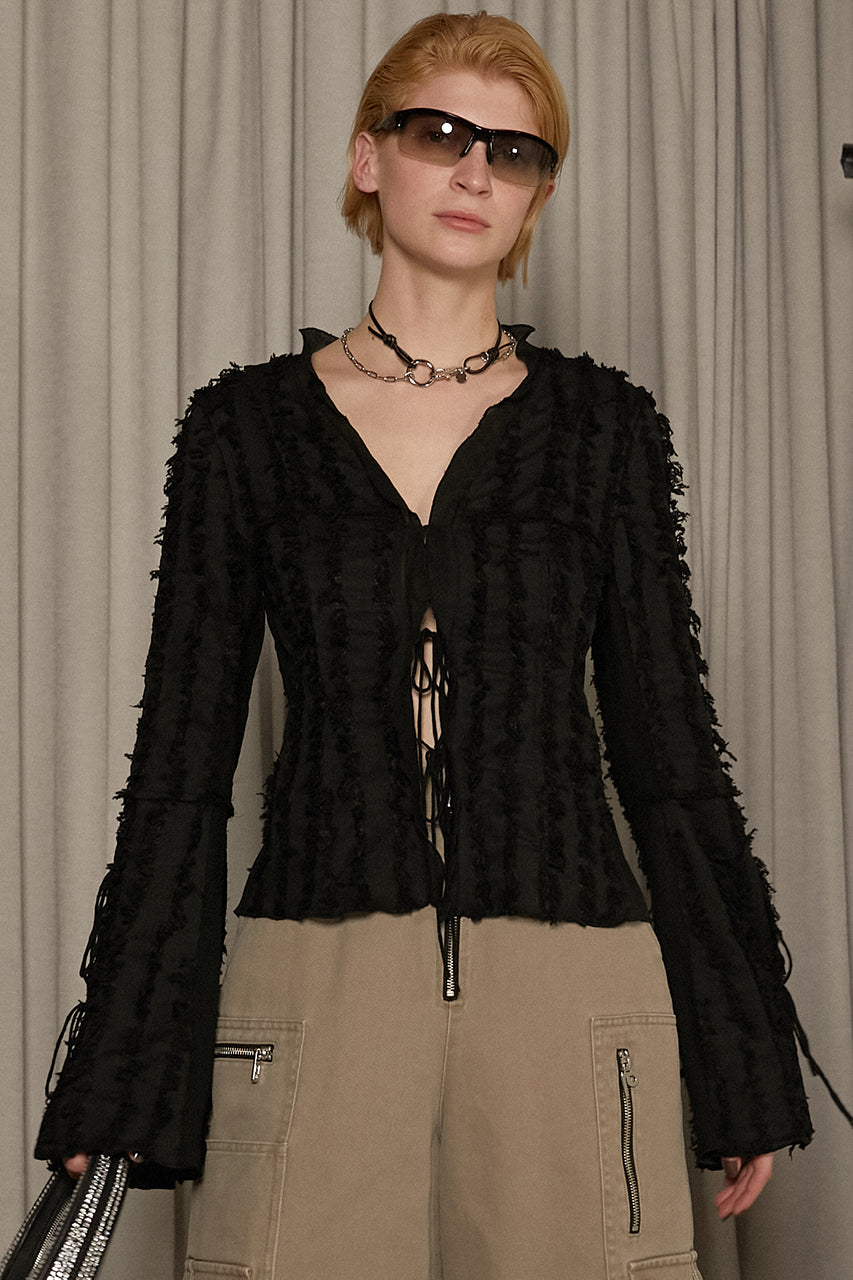 Fringe Jacquard Frill Cardigan - SALE