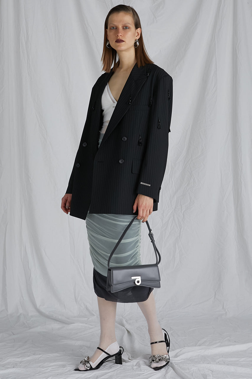Sheer Layered Shirring Tight Skirt - SALE