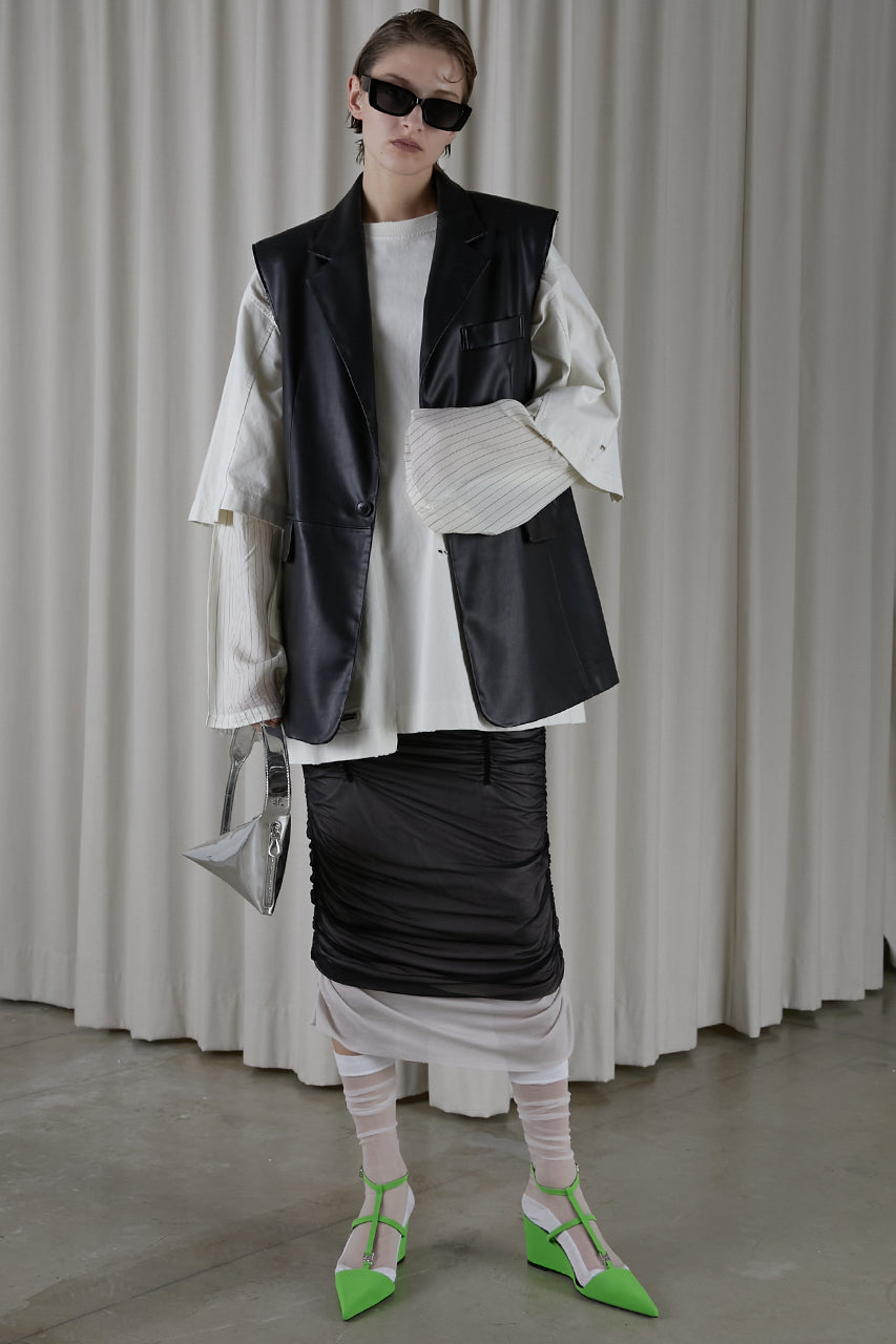 Sheer Layered Shirring Tight Skirt - SALE