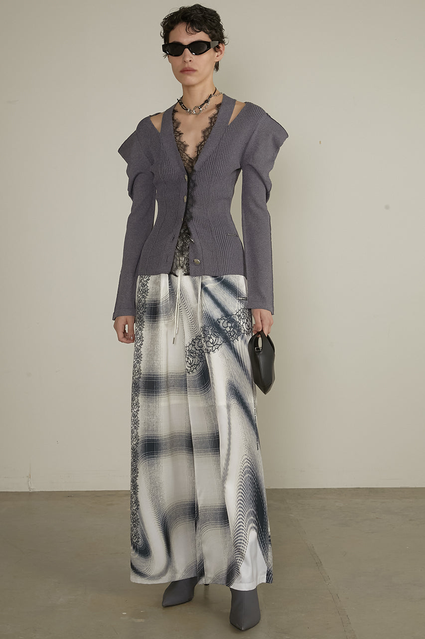 Ombre Check Lace Print Pants