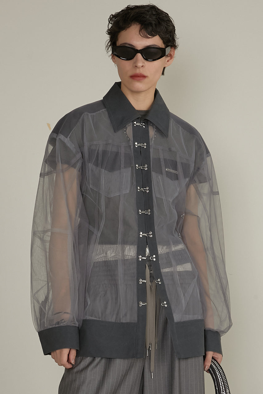 Cocoon Sleeve Tulle Blouson