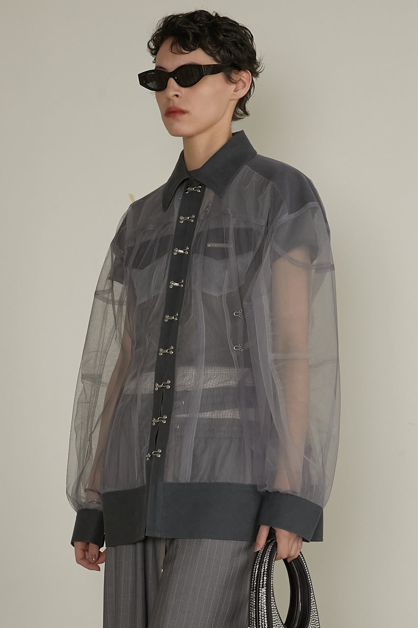 Cocoon Sleeve Tulle Blouson