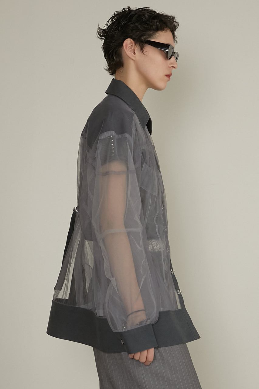 Cocoon Sleeve Tulle Blouson