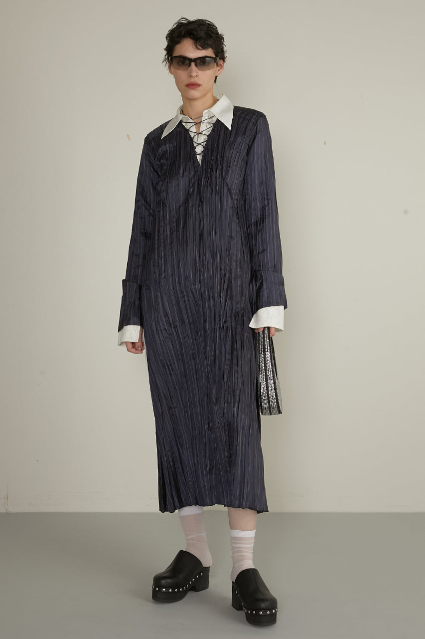 Random Pleated Lace Up Dress - SALE