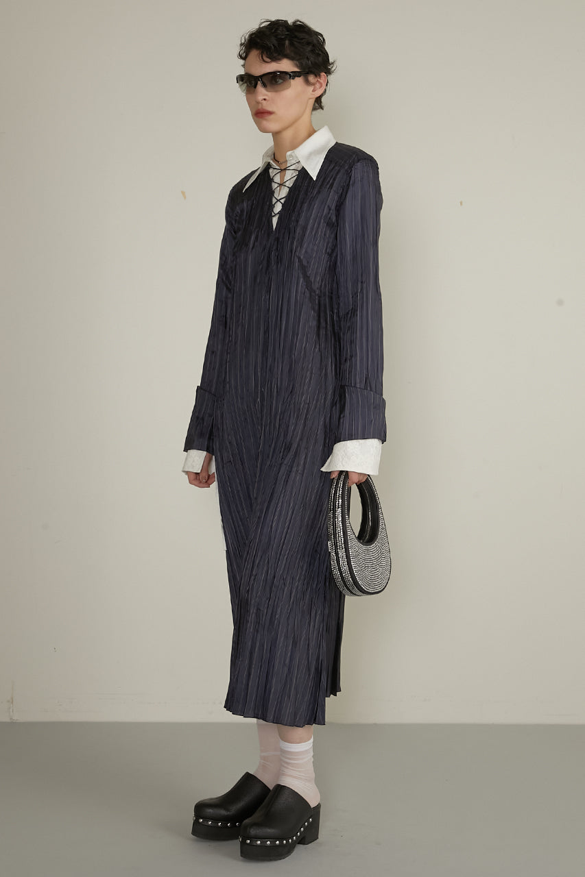 Random Pleated Lace Up Dress - SALE
