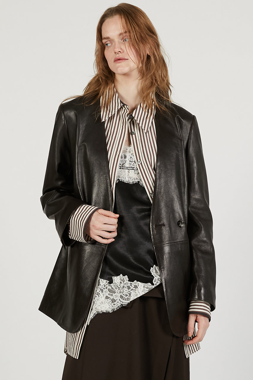 Lamb Leather No-Collar Jacket - 2026 SPRING