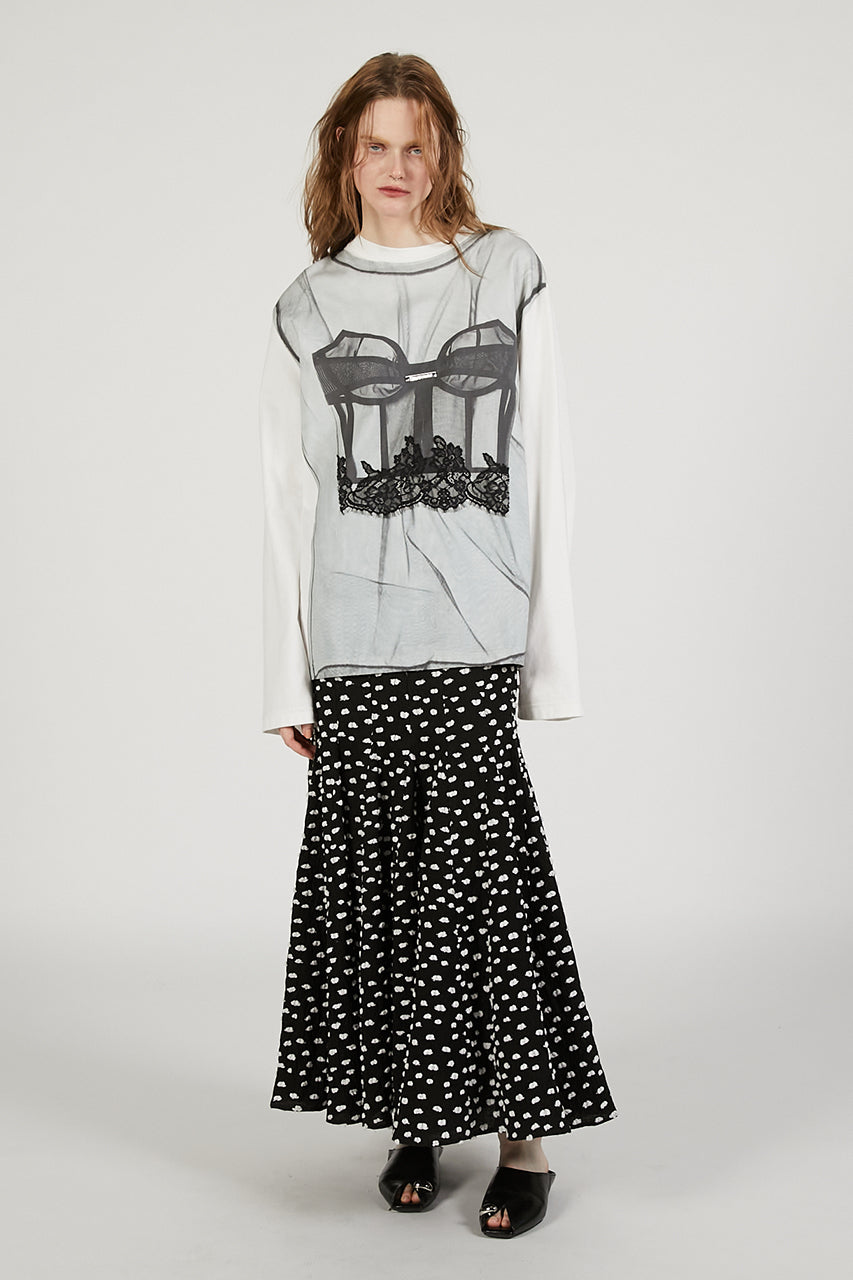 Tulle Bustier Print Long Tee