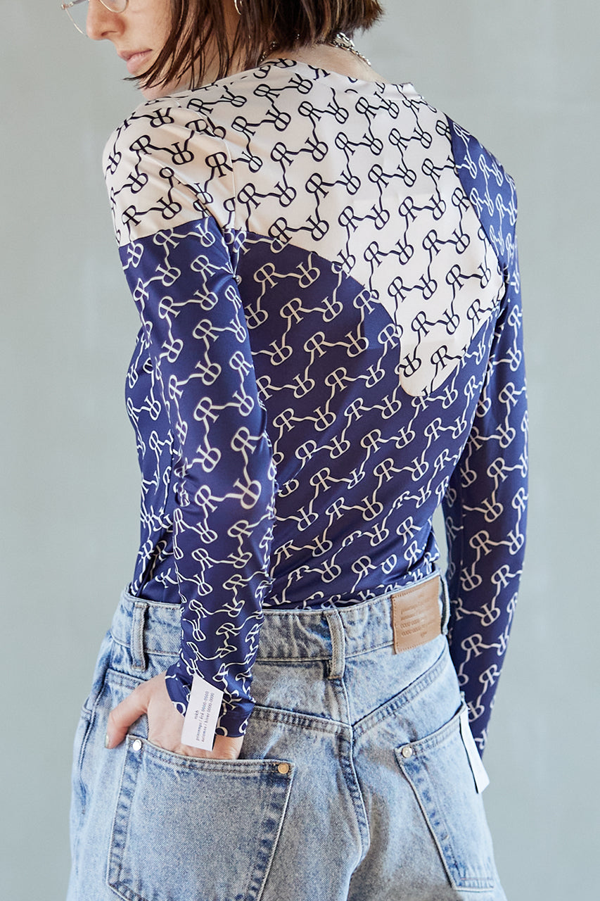 Two Tone Detailed Jersey Top