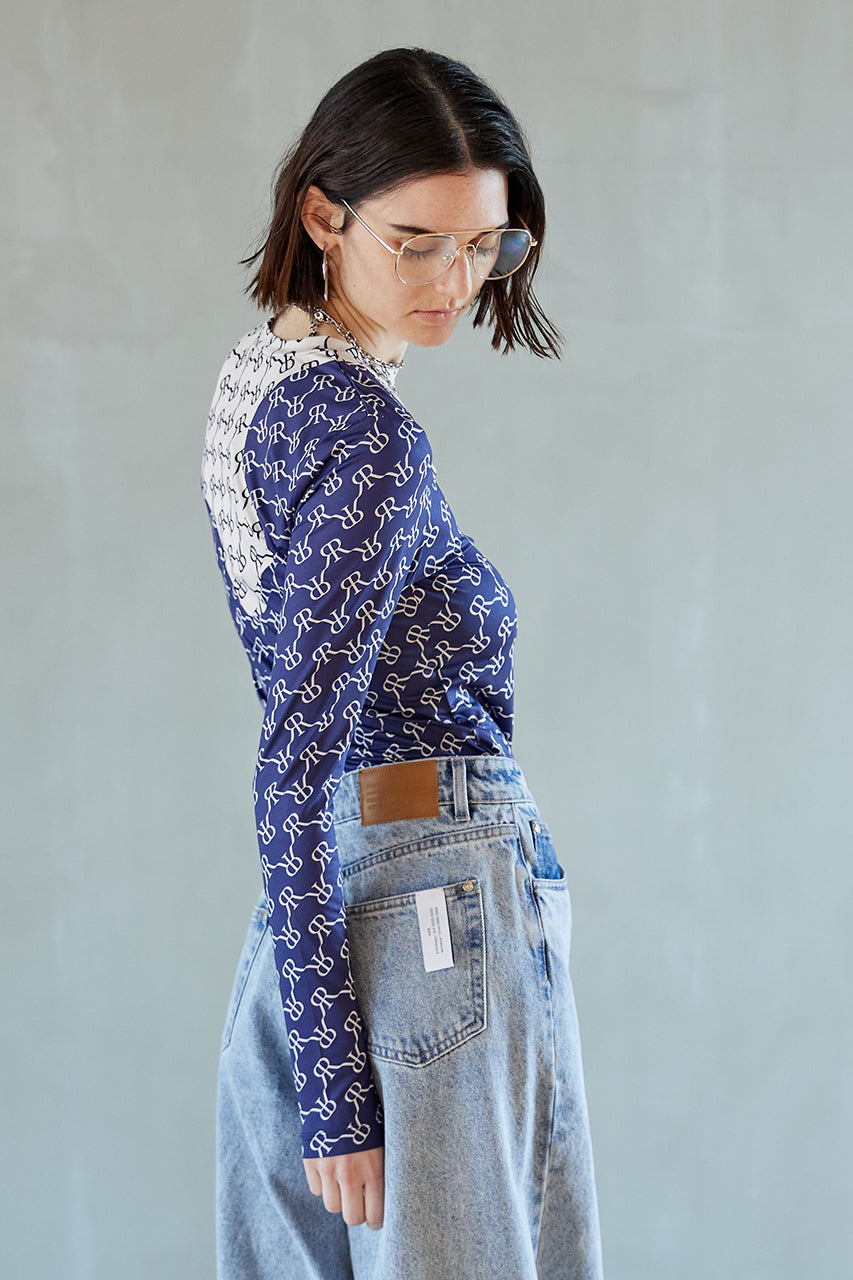 Two Tone Detailed Jersey Top