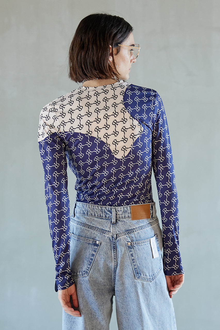Two Tone Detailed Jersey Top