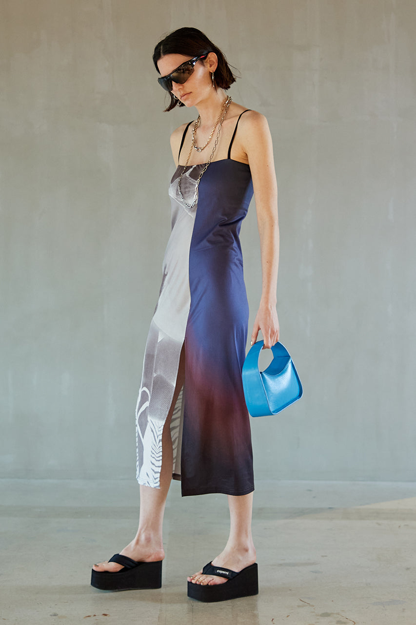 Lagoon Ripple Jersey Ankle Dress
