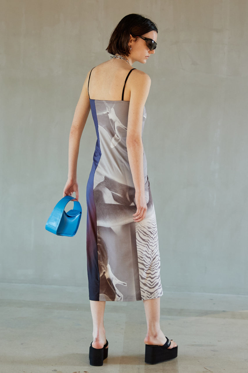 Lagoon Ripple Jersey Ankle Dress