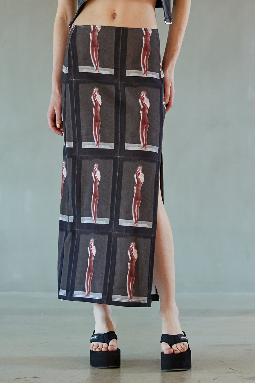 【SALE】Lady in Red Rib Ankle Skirt
