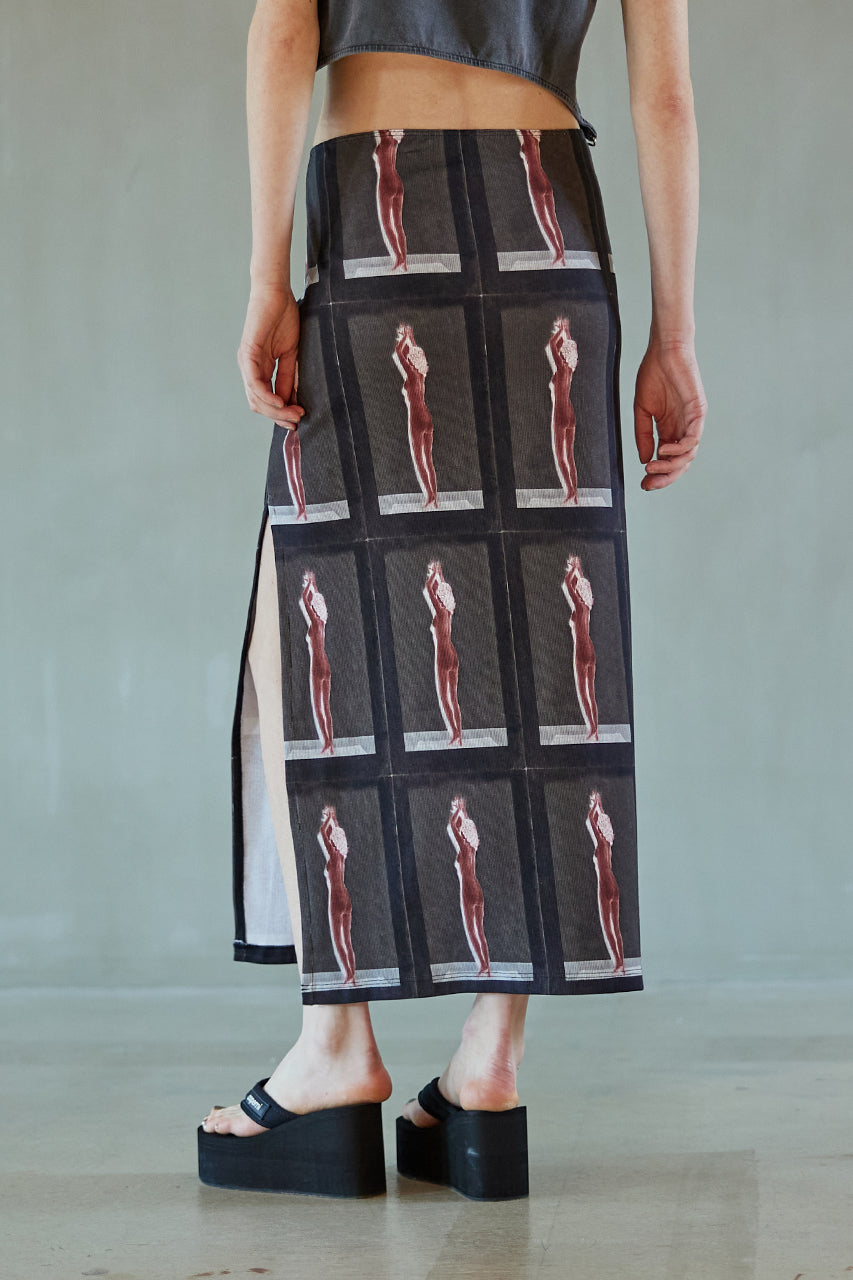 【SALE】Lady in Red Rib Ankle Skirt