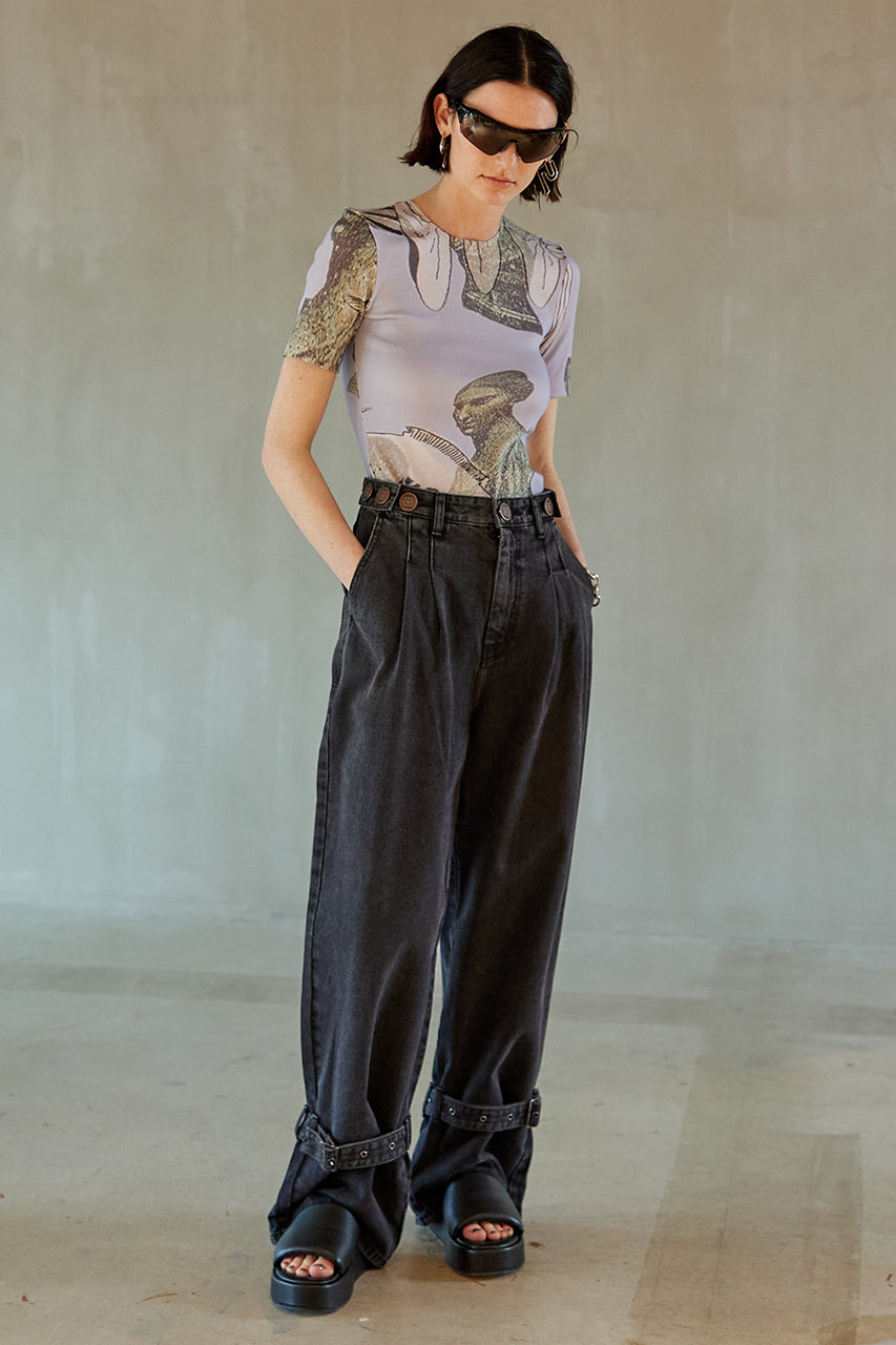 Phoebe Flatform Sandals : Faux Leather Stretch - SALE