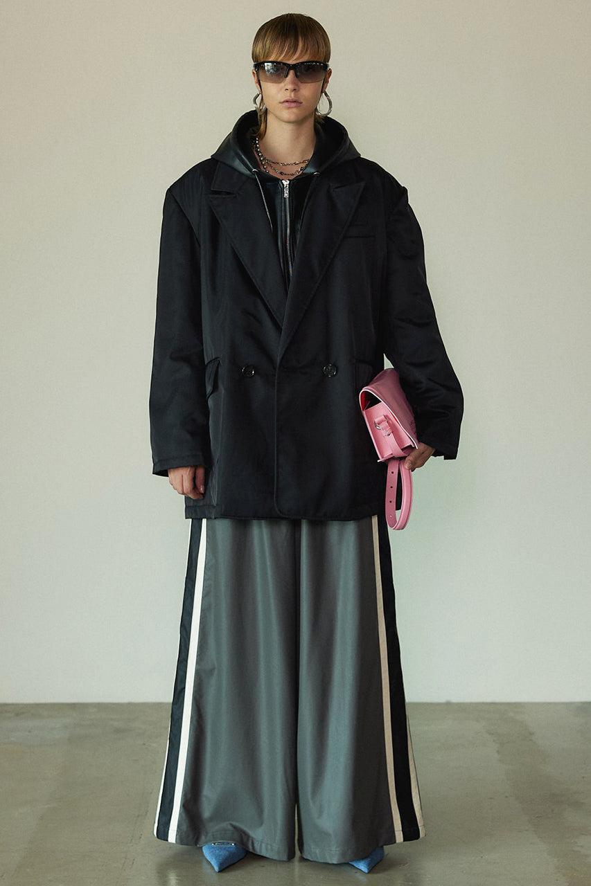 Synthetic Leather Side Line Track Pants