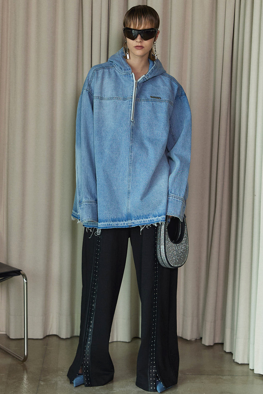 Cut-off Denim Hoodie