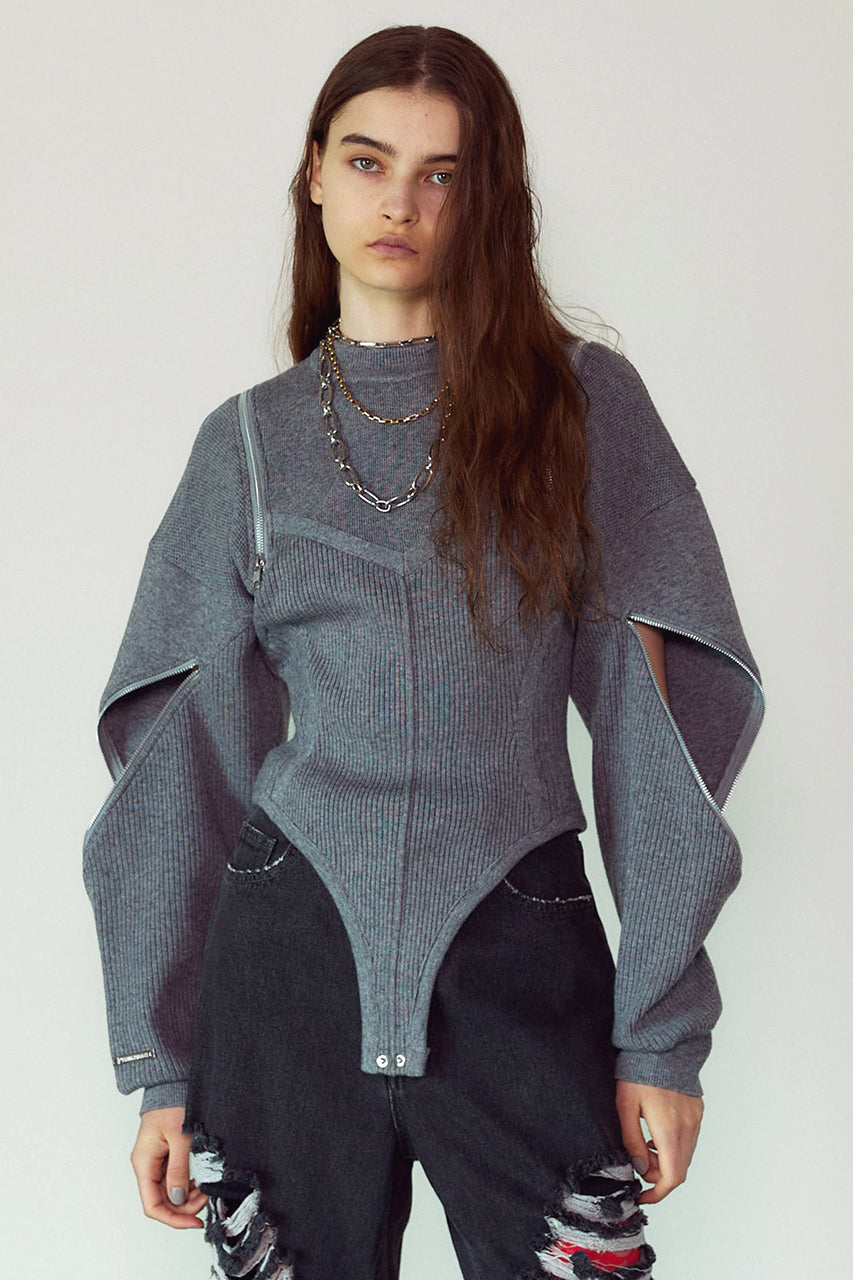 Trampe l'oeil Zip Knit Bodysuit