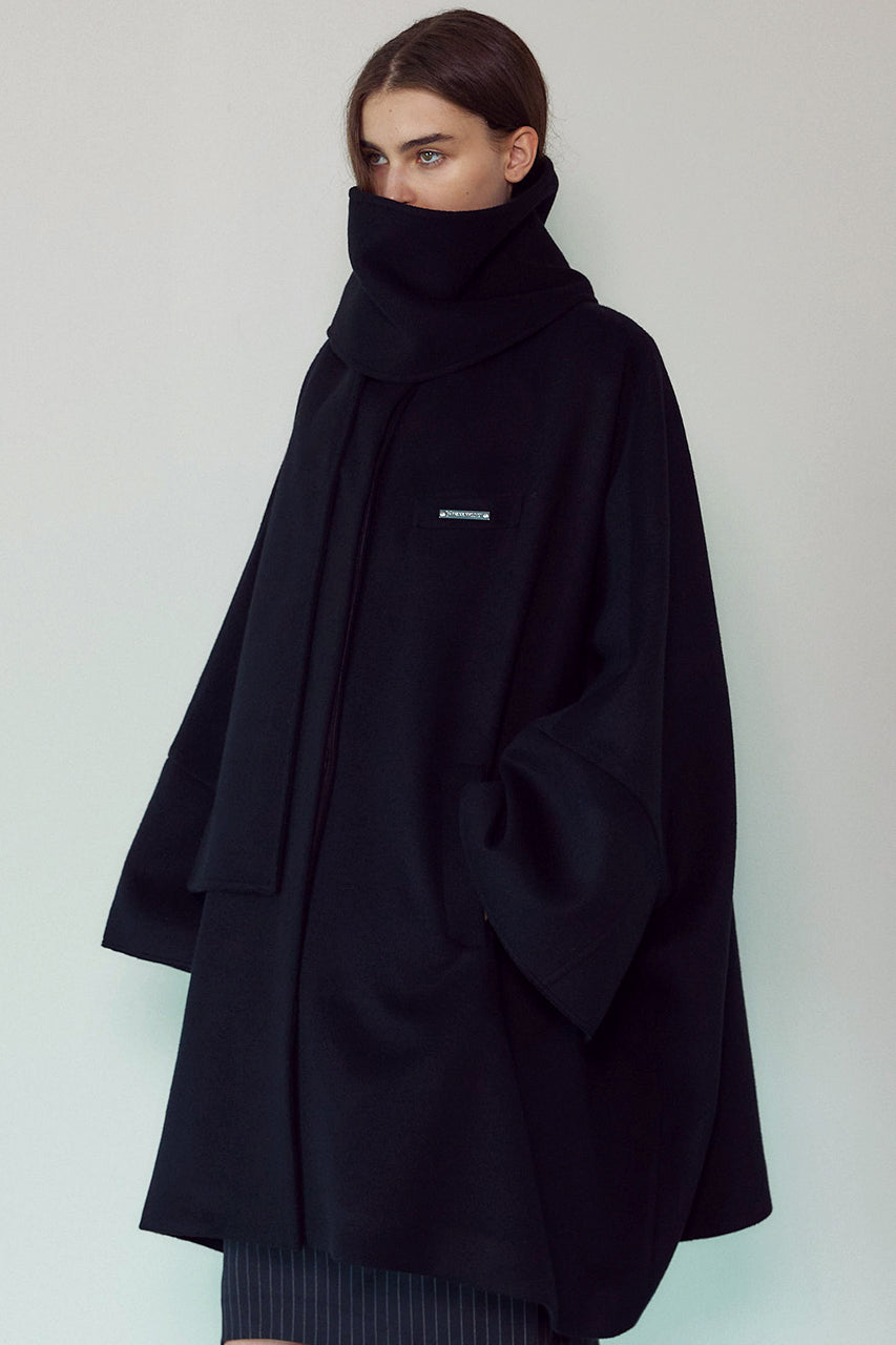Super 140 Wool Poncho Coat