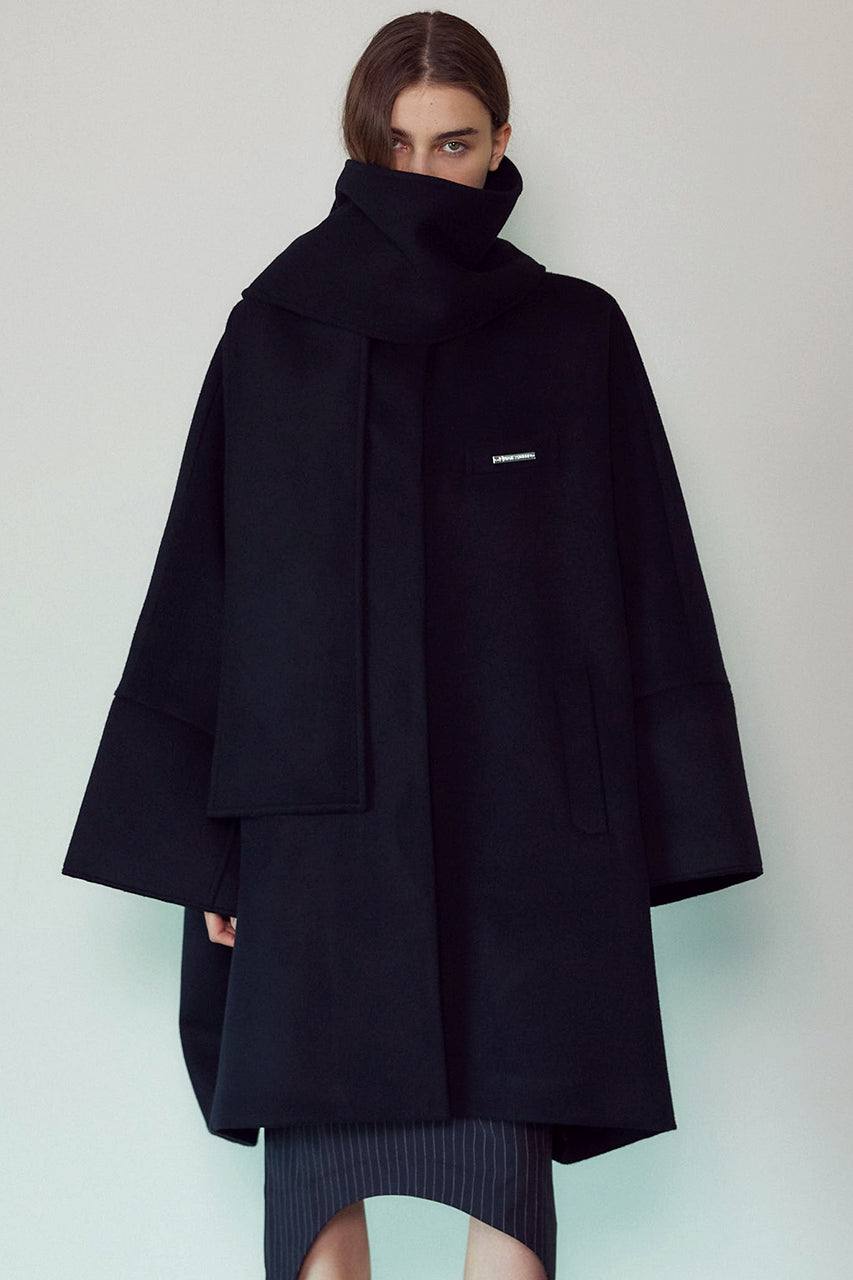 Super 140 Wool Poncho Coat