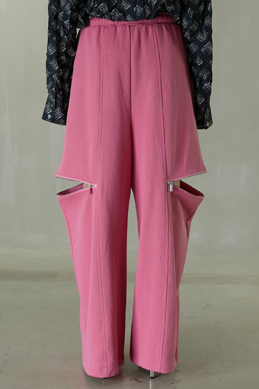 【23AUTUMN先行予約商品】Zipper Slit Ribbed Cardboard Knit Pants