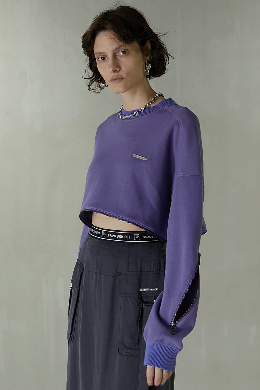 【23AUTUMN PRE ORDER】Zipper Slit Ribbed Cardboard Knit Top