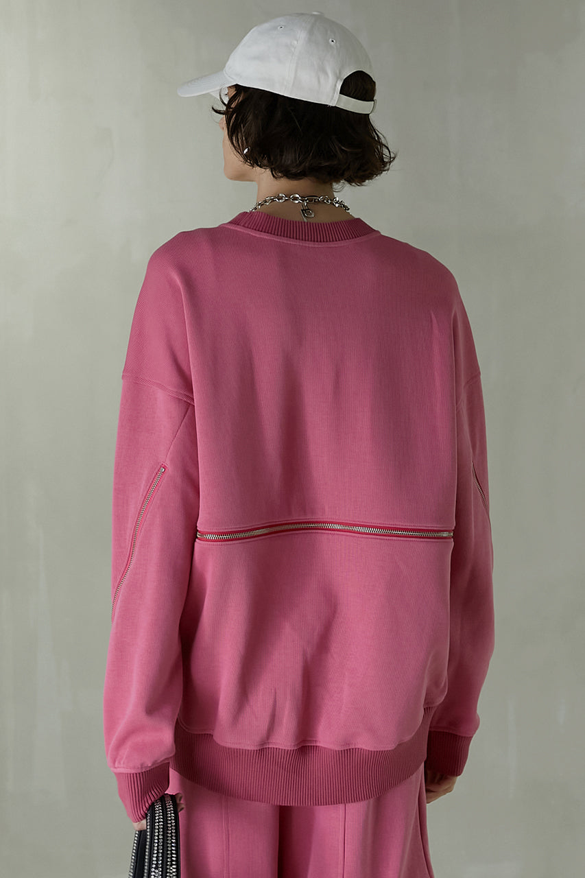 【23AUTUMN PRE ORDER】Zipper Slit Ribbed Cardboard Knit Top
