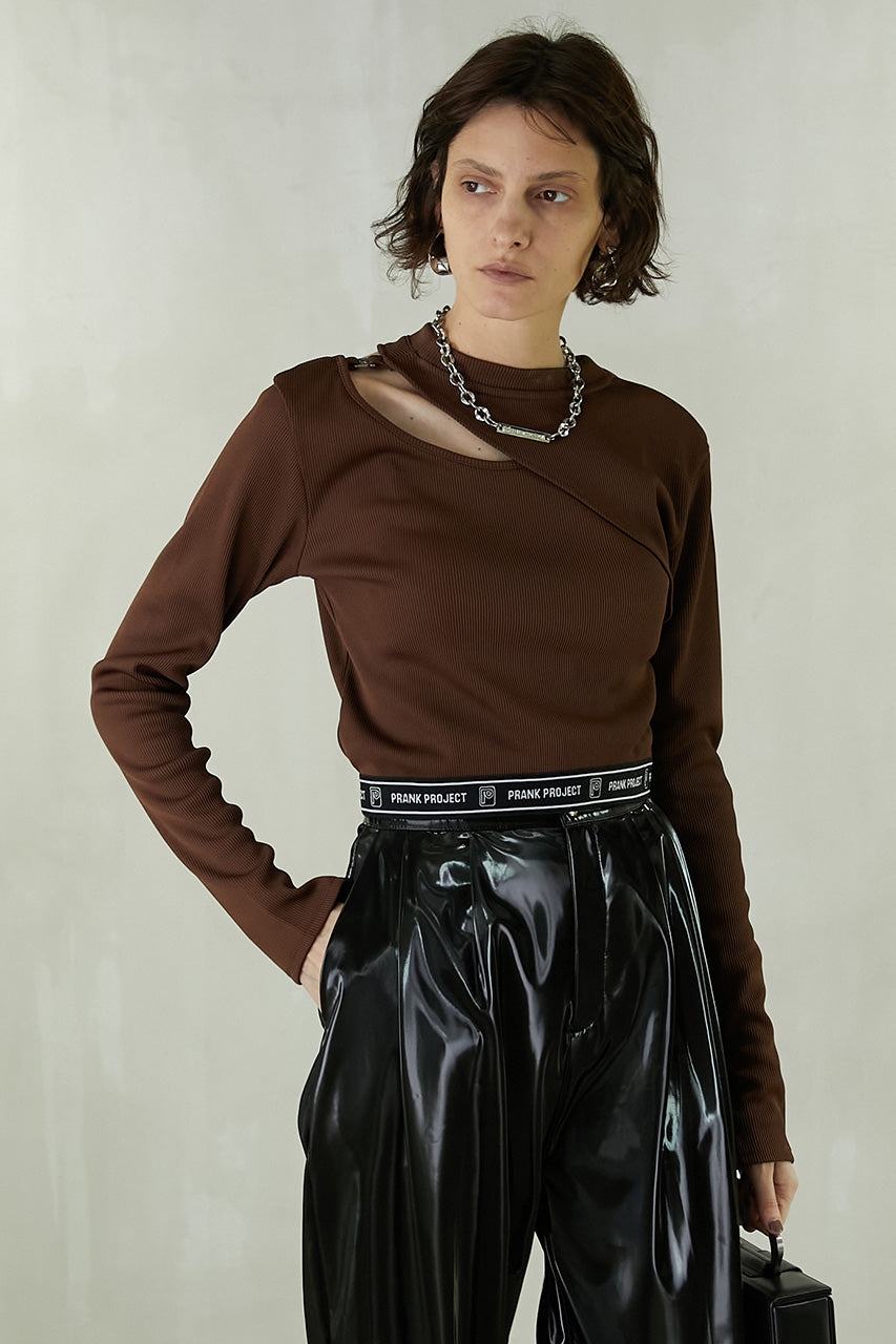 Cut-out Cropped Rib TEE