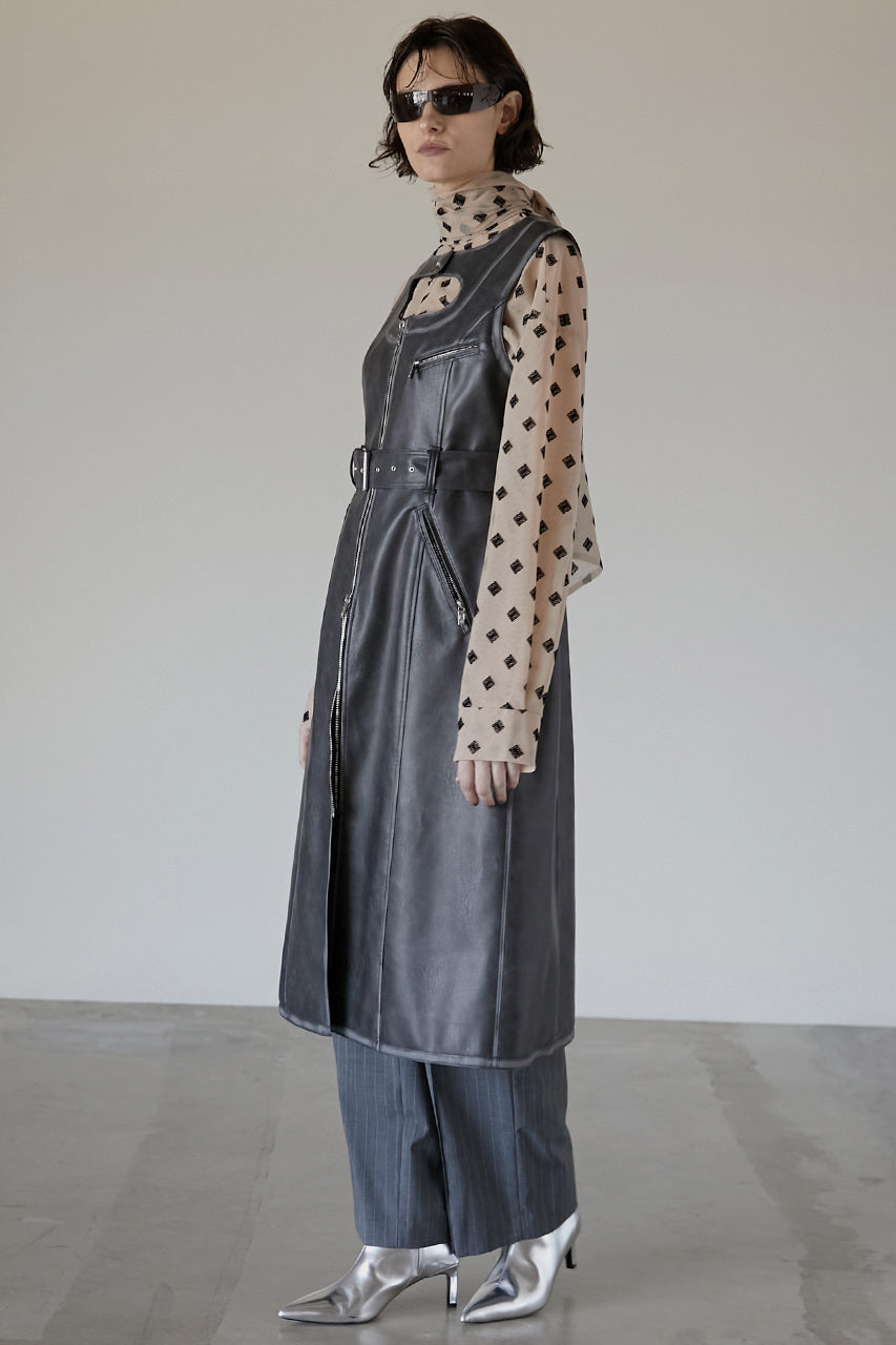 【23AUTUMN先行予約商品】Cut-out Eco Leather Dress