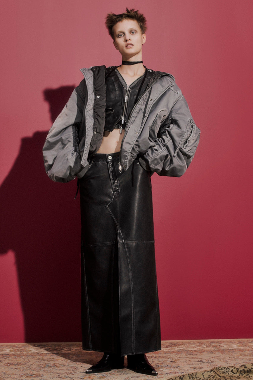 Vegan Leather Slit Skirt - SALE