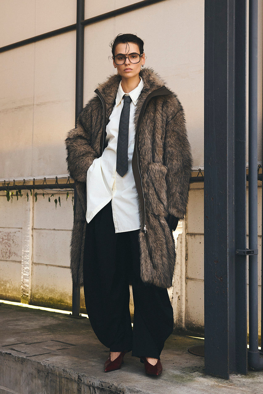 Synthetic Fur Long Coat