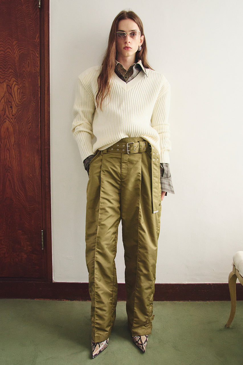 Shoulder Patch V-Neck Rib Knit - 2026WINTER