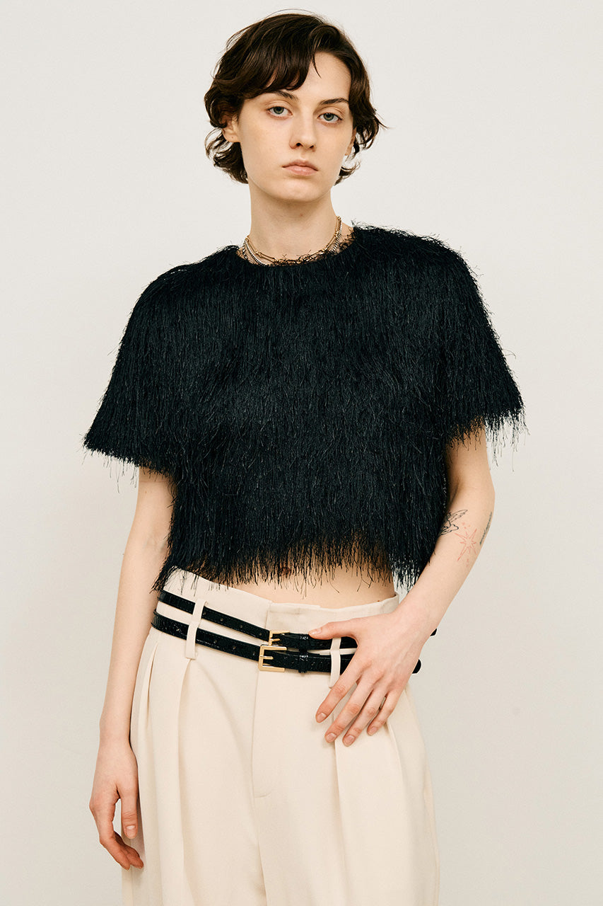 gypsohila Feather Tee フェザー　トップス　BLACK GPS-538 Feather Tee | gypsohila