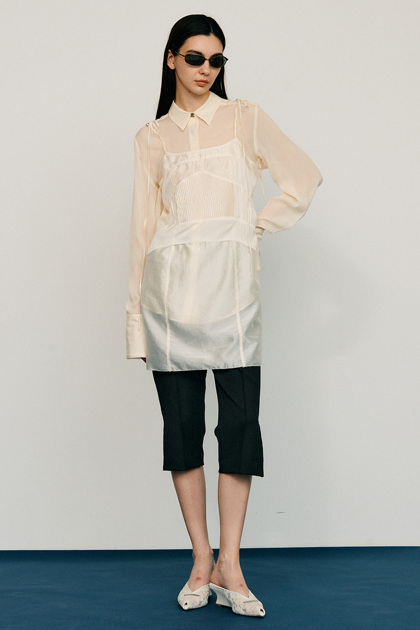 Pintuck Slip Mini Dress