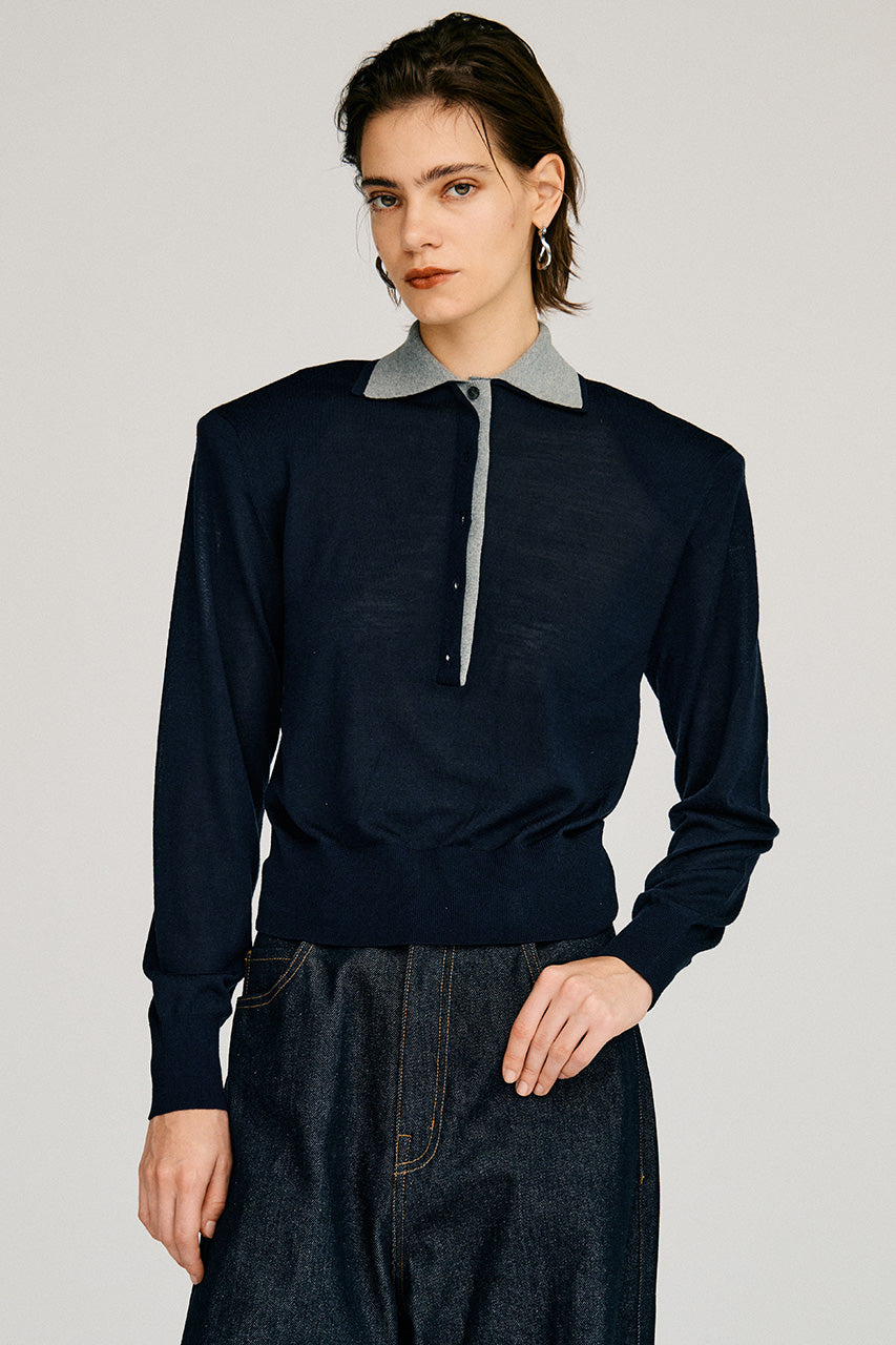 Double Collar Wool Polo Shirt - 2026AUTUMN
